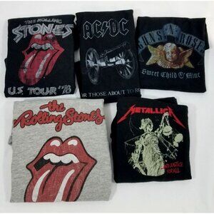 Set Of 5 Infant Band T-Shirts 18mos Rolling Stones AC/DC Guns N Roses Metallica